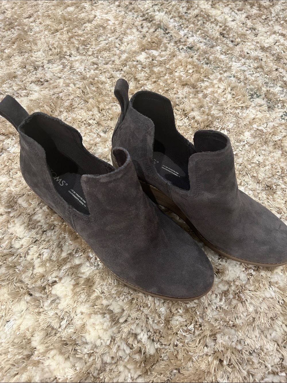 Toms Charcoal Suede Slip-On Booties